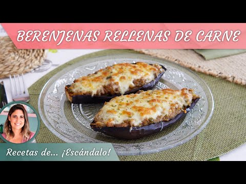 BERENJENAS RELLENAS DE CARNE y verduras con queso, ¡súper sabrosas!