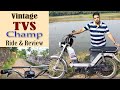VINTAGE MOPED TVS CHAMP 50 REVIEW AND RIDE | TVS 50