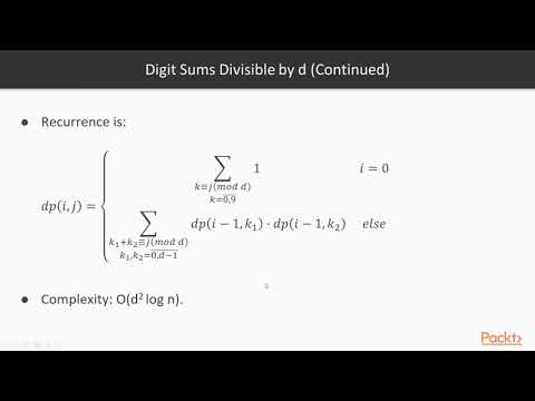 Adv Data Structure Algorithm in Python Counting Digit Sums Divisible by d | packtpub com