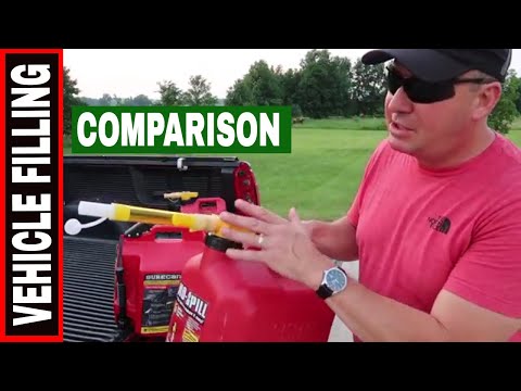 NO-SPILL FUEL CAN & EXTENSION vs SURECAN for ON-ROAD VEHICLE FILLING