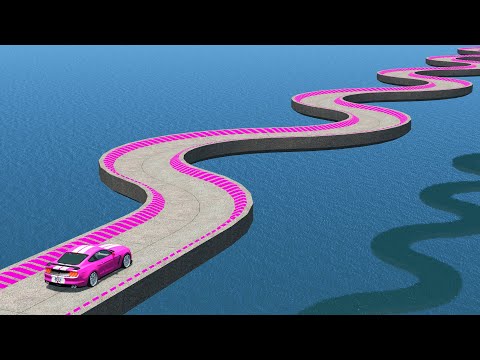 Impossible Snake Shape Bridge Crossing Cars Vs Deep Water - BeamNG.Drive