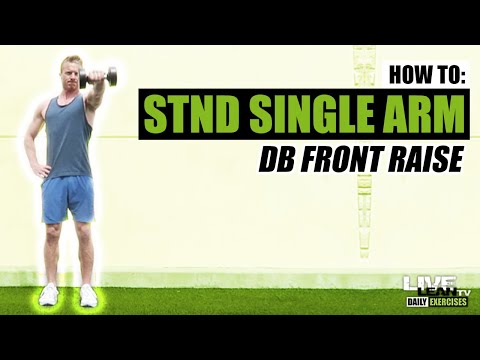 How To Do A STANDING SINGLE ARM DUMBBELL FRONT RAISE | Exercise Demonstration Video and Guide