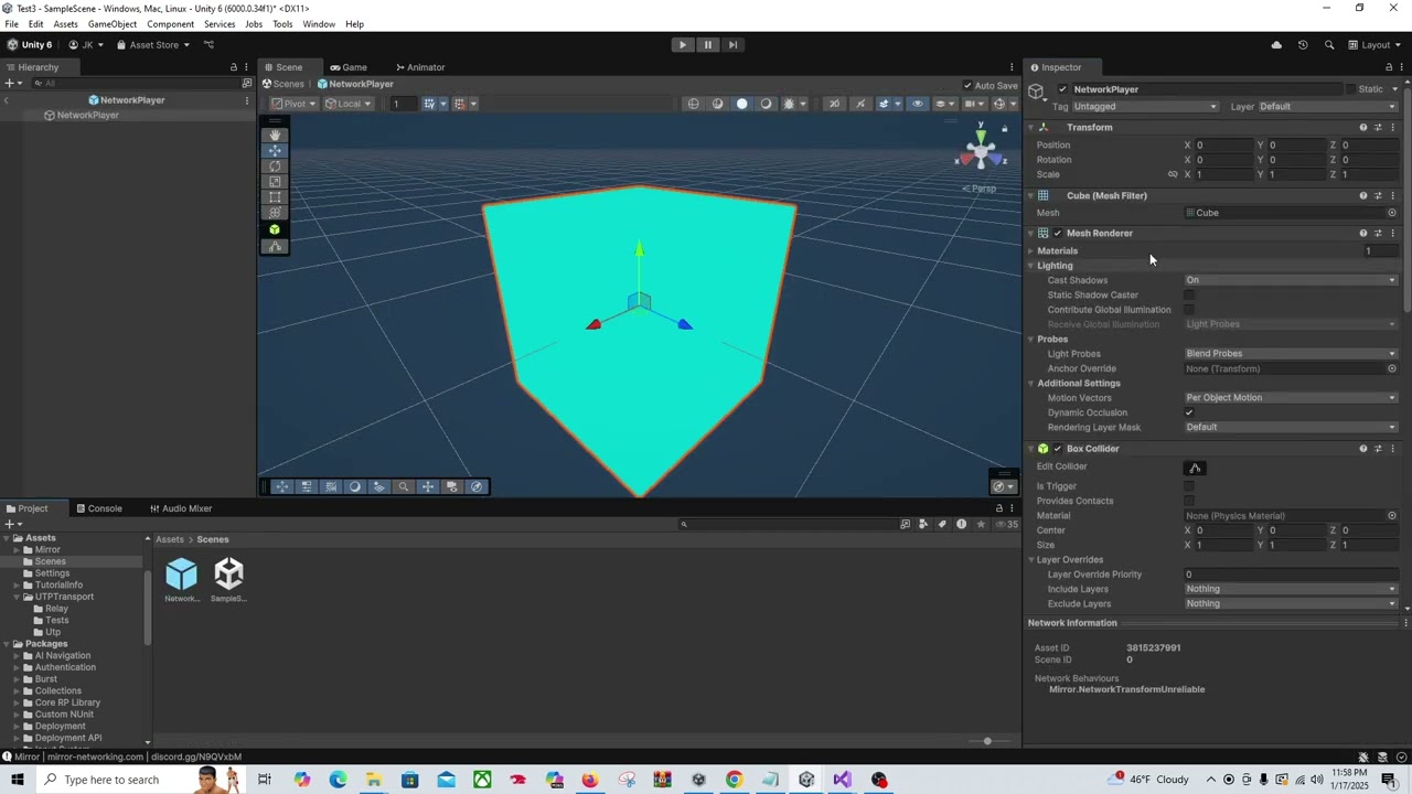 Unity 6 Mirror Networking and Unity Gaming Services Relay