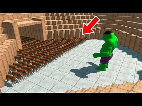 Remastered 100 Tigers vs HULK GORO on Colosseum in Animal Revolt Battle Simulator