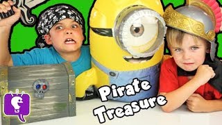 Pirate MINION Treasure Chest! SURPRISE Toys + Blind Bags Adventure HobbyKidsTV