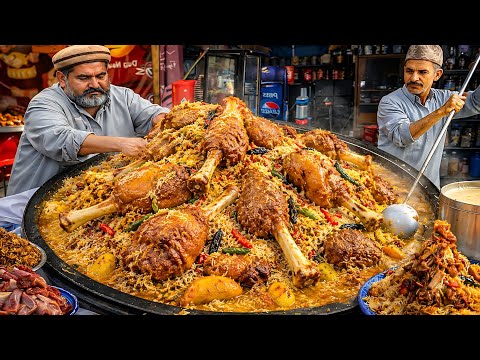 Famous Biryani Street Food in Afghanistan | kabuli pulao | Roasted Chicken & Punjabi Curry | Rosh