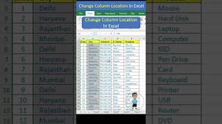 Change and Shift Column Location in Excel #msexcel #excel #exceltips #exceltutorial #microsoftexcel