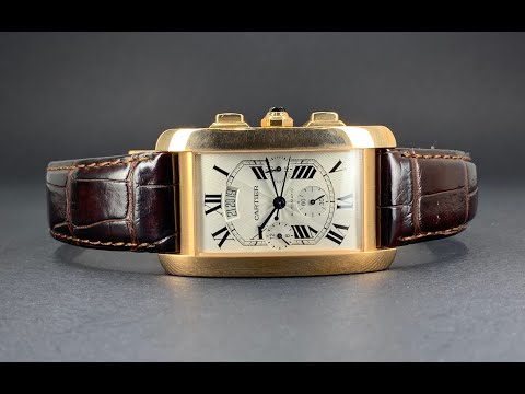Cartier Tank Americaine Chronograph Rose Gold Silver Dial