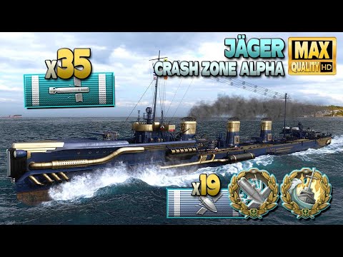 Destroyer Jäger is hunting on map Crash Zone Alpha - World of Warships