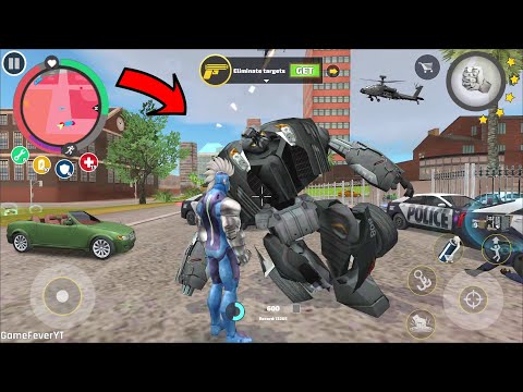 Rope Hero Vice Town - (Giant Police Car Robot BB Fight Rope Hero) Police Car Robot Freeze and Stuck