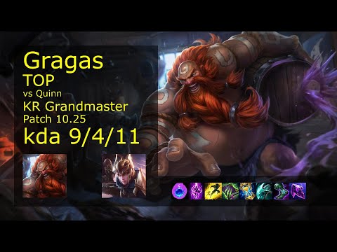 Gragas vs Quinn Top - KR Grandmaster 9/4/11 Patch 10.25 Gameplay // [롤] 그라가스 vs 퀸 탑