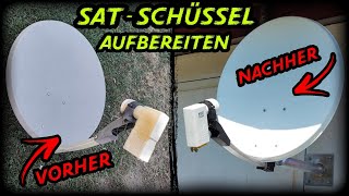 Alte Satschüssel lackieren und aufbereiten. Satellitenschüssel ganz einfach herrichten. Wie Neu.