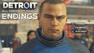 All Freedom March Endings and Death Scenes (STAY/LEAVE/CHARGE) - DETROIT BECOME HUMAN