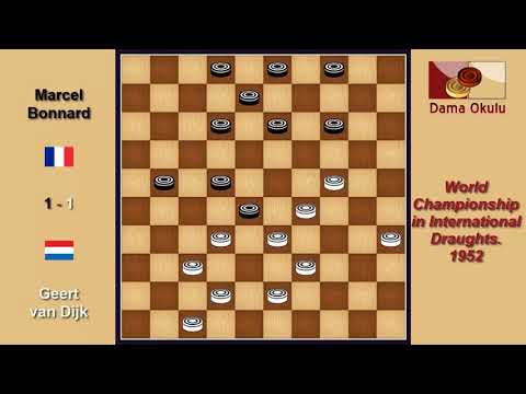 Geert van Dijk (NLD) - Marcel Bonnard (FRA). Draughts World Championship. 1952.