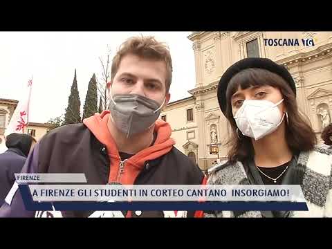 2022-02-04 FIRENZE - A FIRENZE GLI STUDENTI IN CORTEO CANTANO  INSORGIAMO!