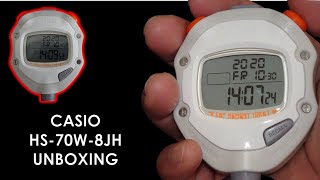 Casio HS-70W-8JH Unboxing test white orange stopwatch