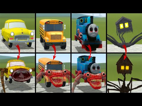 EVOLUTION OF MONSTER: HOUSE HEAD, CAR EATER, SCHOOL BUS EATER, TRAIN EATER AND FRIENDS IN GMOD!!