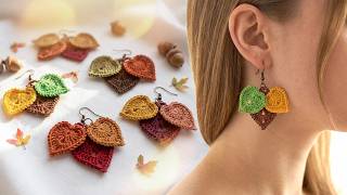 DIY "Crochet LEAF Earrings" For Absolute Beginners | Step by Step Tutorial