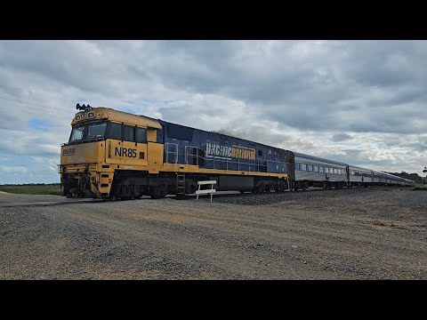 1AM8 up JBRE The Overland (NR85, 10V), Adelaide to Melbourne, 1525, 28/9/25, Murtoa West VIC 