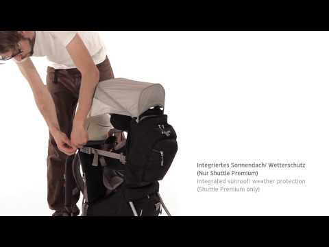 VAUDE - Integrated Sun Cover & Weather Protection - Shuttle Child Carrier (DE/EN)