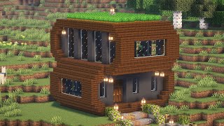 Minecraft: How to build a cozy modern wooden house ( tutorial ) 🏠