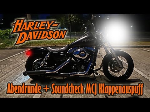 MCJ Auspuff an der Street Bob - Twin Cam Sound im Abendlicht
