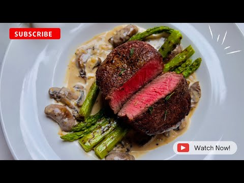 Mastering the Perfect Filet Mignon: Creamy Mushroom Sauce & Asparagus Delight