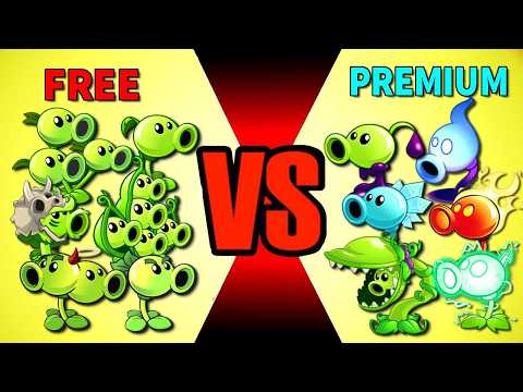 All Pea Team FREE vs PREMIUM Plants (Normal & Power-Up) - Who Will Win? - PVZ2 Battlez