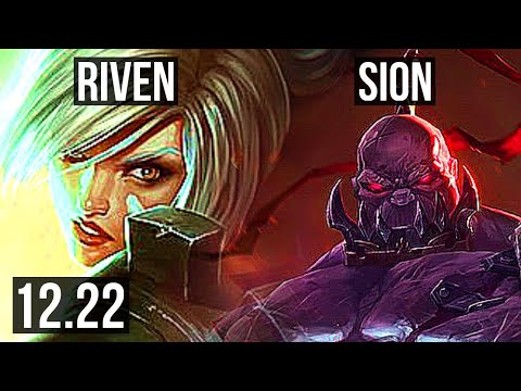RIVEN vs SION (TOP) | 12/0/3, Legendary, 600+ games | EUW Diamond | 12.22