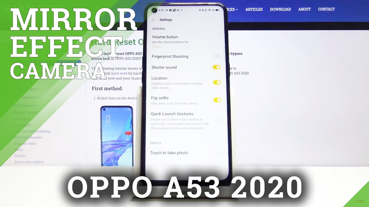 How to Turn On / Off Camera Mirror Effect in OPPO A53 2020 – Manage Mirror Reflection