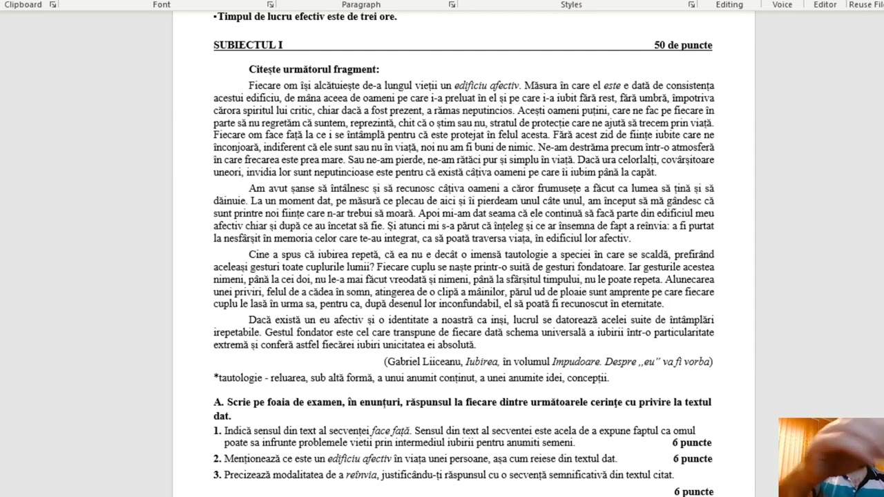 Rezolvare subiect simulare Iasi- Bacalaureat limba ?i literatura român?