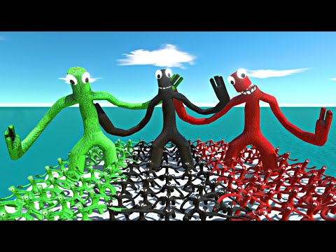 Rainbow Friends Green vs Shadow Green vs Fried Green - Animal Revolt Battle Simulator