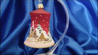 Vánoční velký skleněný zvonek MODRÝ CHLUM 1 ks