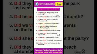 Past Simple Questions | Past Questions |  English Speaking Practice Sentences | English Sentences