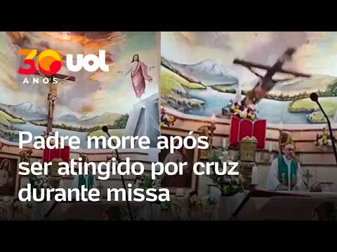 Padre morre após ser atingido por cruz durante missa ao vivo no Equador