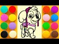 Sand painting Skye from PAW Patrol for kids and toddlers