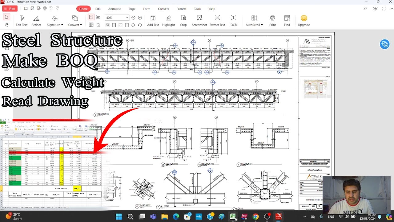How To Make BOQ Steel Structure How to Calculate Steel Structure Weight  Read Steel Structure Drwing