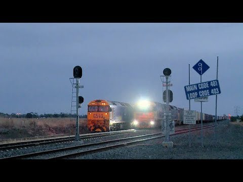 3AM5 Container Train Overtakes A Grain Train - PoathTV Australian Railways