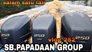 Speedboat kayu papadaan group mesin yamaha 250x3 pk 4 tak penuh dengan barang JNT