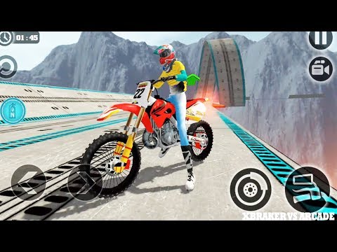 Impossible Moto Bike Tracks 3D Blue MotorBike Driving Levels 7 to 10 - Android GamePlay 2019