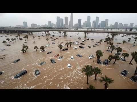 New Year's tragedy in California USA! San Diego is sinking, cars floating in the water