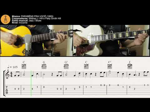 PARABÉNS PRA VOCÊ - Partitura, Cifras e Tablatura para Violão e Guitarra (Iniciante)