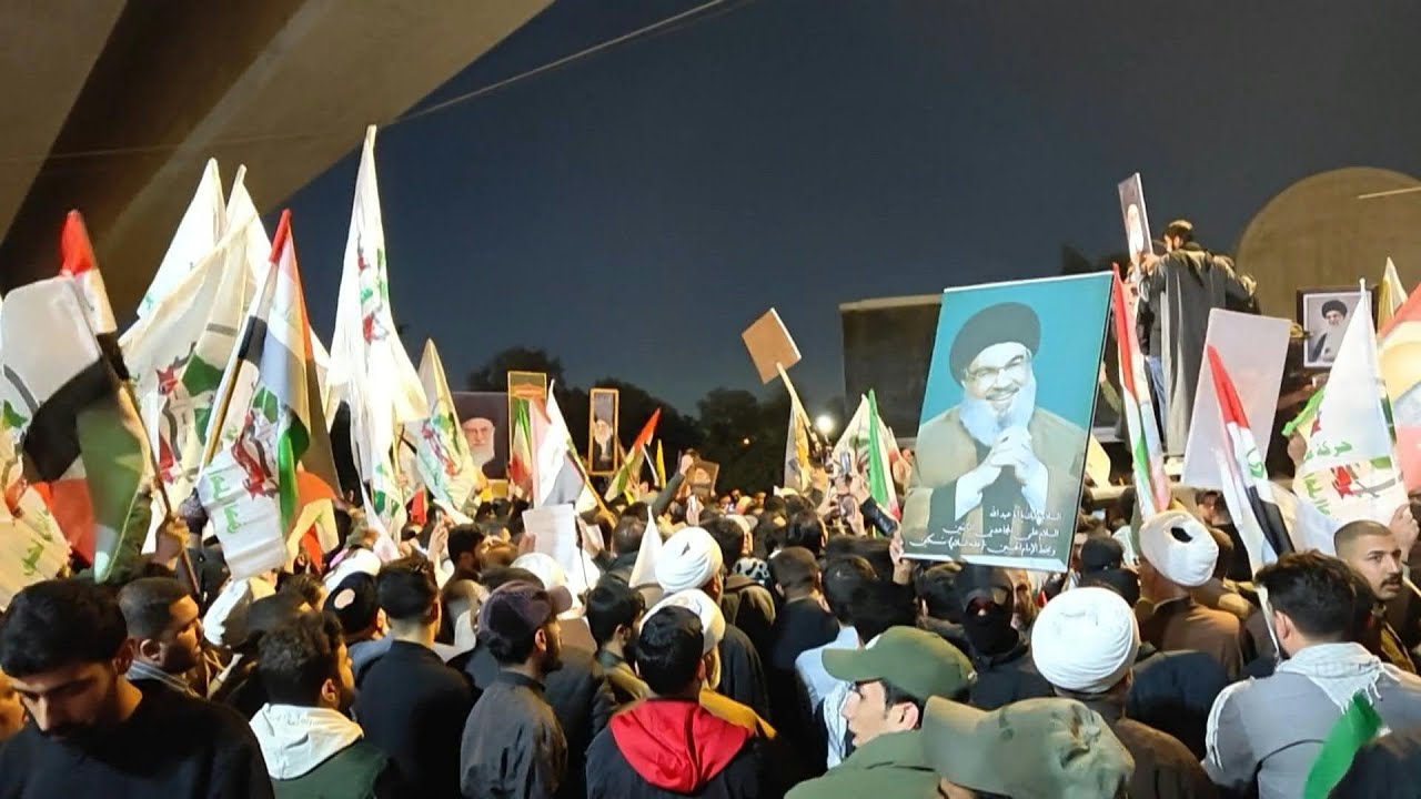 Video | Hundreds protest against strikes on Iran near US embassy in Baghdad | AFP