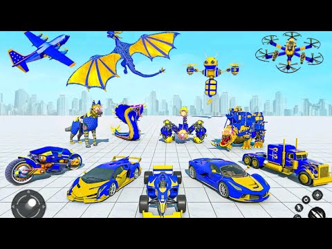Robot Dinosaurus Berubah Jadi Mobil Balap Dan Naga | Dragon Robot Police Car Games