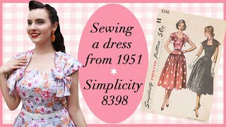 Sewing Simplicity 8398 dress from 1951 - Vintage Sewing Patterns with Miss MonMon