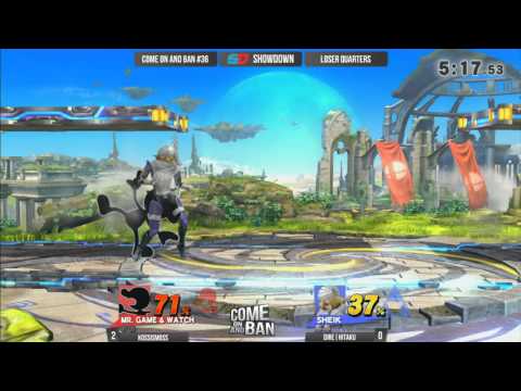 Come on and Ban #36 - Loser Quarters: KOSSismoss (Mr. Game & Watch) vs DiRe|Hitaku (Sheik)