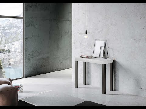 Console extensible bois et acier anthracite Elvira