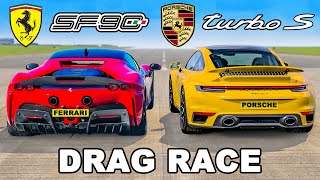 [carwow] Ferrari SF90 v Porsche 911 Turbo S: DRAG RACE