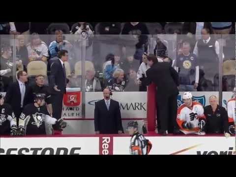 NHL Brawl: Penguins vs Flyers After Joe Vitale Destroys Danny Briere with an Open-Ice Hit - NBC