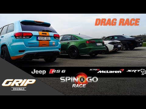 Spin & Go Race 🏆 Audi RS 6 Limo, McLaren 570s, Dodge Challenger SRT, Jeep [2/4] | GRIP Originals